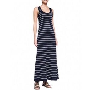 Vince Striped Navy White Long Sleeveless Tank Maxi Dress Womens Size XS